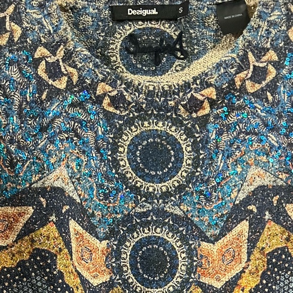 DESIGUAL size small Paisley abstract long sleeve, NWOT - Picture 7 of 12